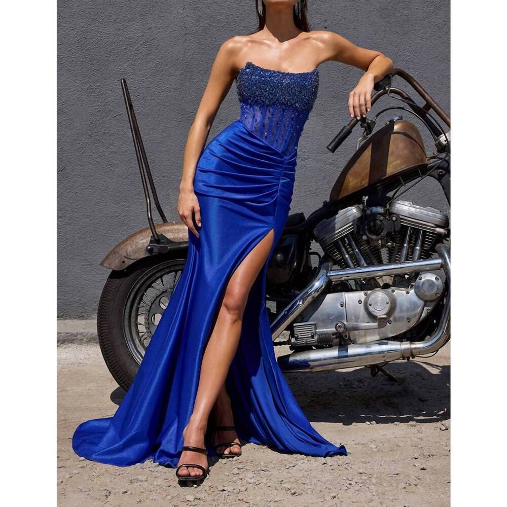 NEW LADIVINE stunning fitted evening gown in royal